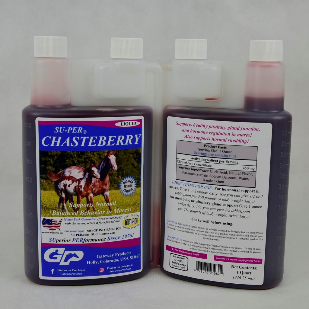 馬のためのSU-PER Chasteberryの補足 - 馬のホルモンの規則及び健康なPituitaryの腺機能-馬のためのChasteberry - 1クォート、2パック