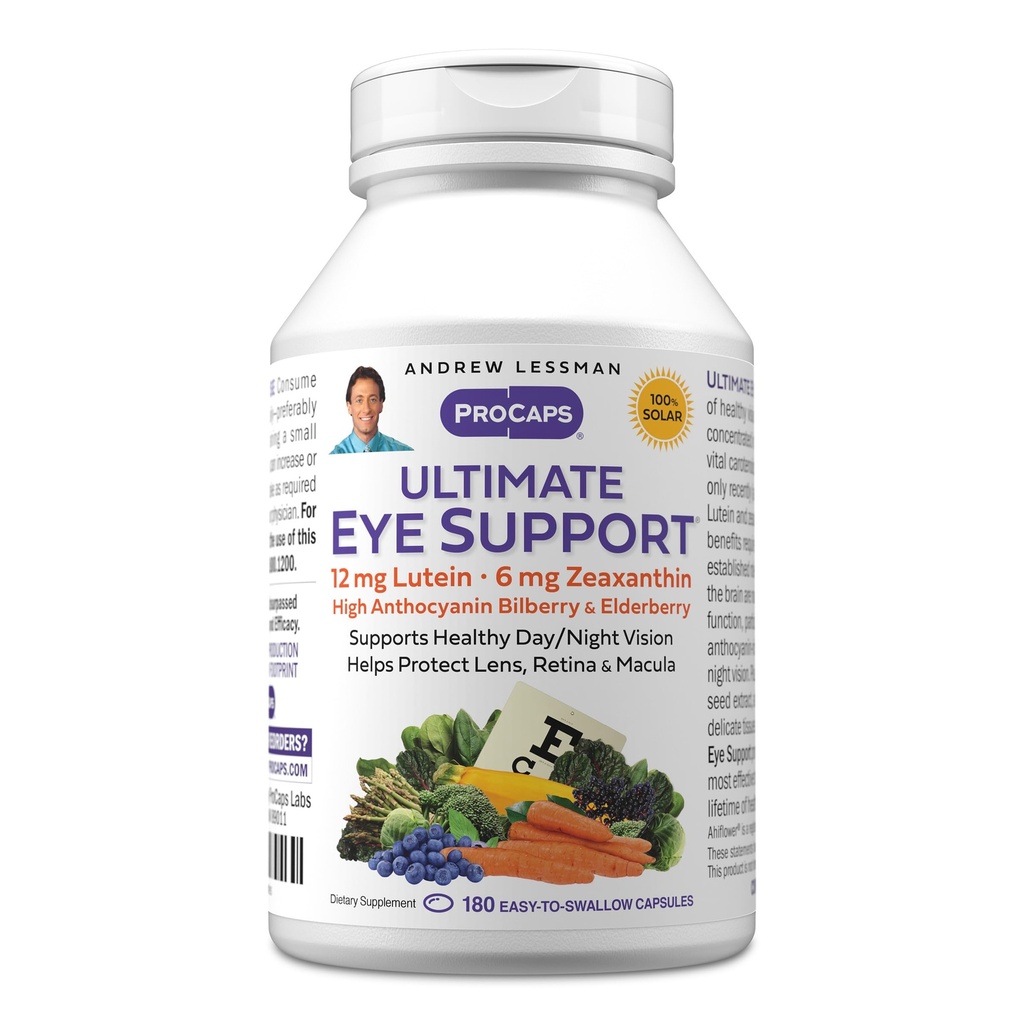 ANDREW LESSMAN Ultimate Eye Support 180 Softgels - 12mg ルテイン、6mg ゼアキサンチン、ビルベリー、眼の健康をサポートし、健康なビジョンを促進するためのキー栄養素。 添加物無し。 飲みやすいソフトジェル