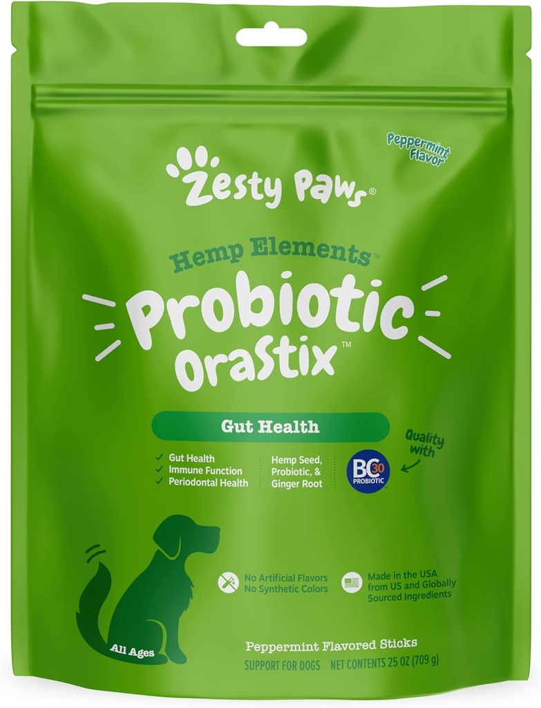 犬のためのZesty Paws OraStix - Hemp Seed Curcumin Ginger Root Taurine - Gut Function Flora Immune System Proprietary Healthy Teeth Gum Blendをサポート - 25oz