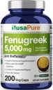 NusaPure Fenugreekカプセル、50:1抽出物、5,000mg相当の100mg、200ベジーキャップ、非GMO、ビーガン