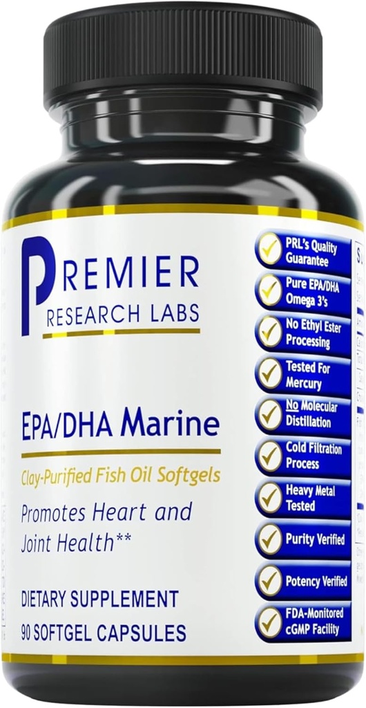 プレミアリサーチラボEPA DHAマリンSoftgels - Omega 3フィッシュオイル、EPA DHAオメガ3サプリメント、女性&男性のための脂肪酸、ナチュラル - 90ソフトゲルカプセル