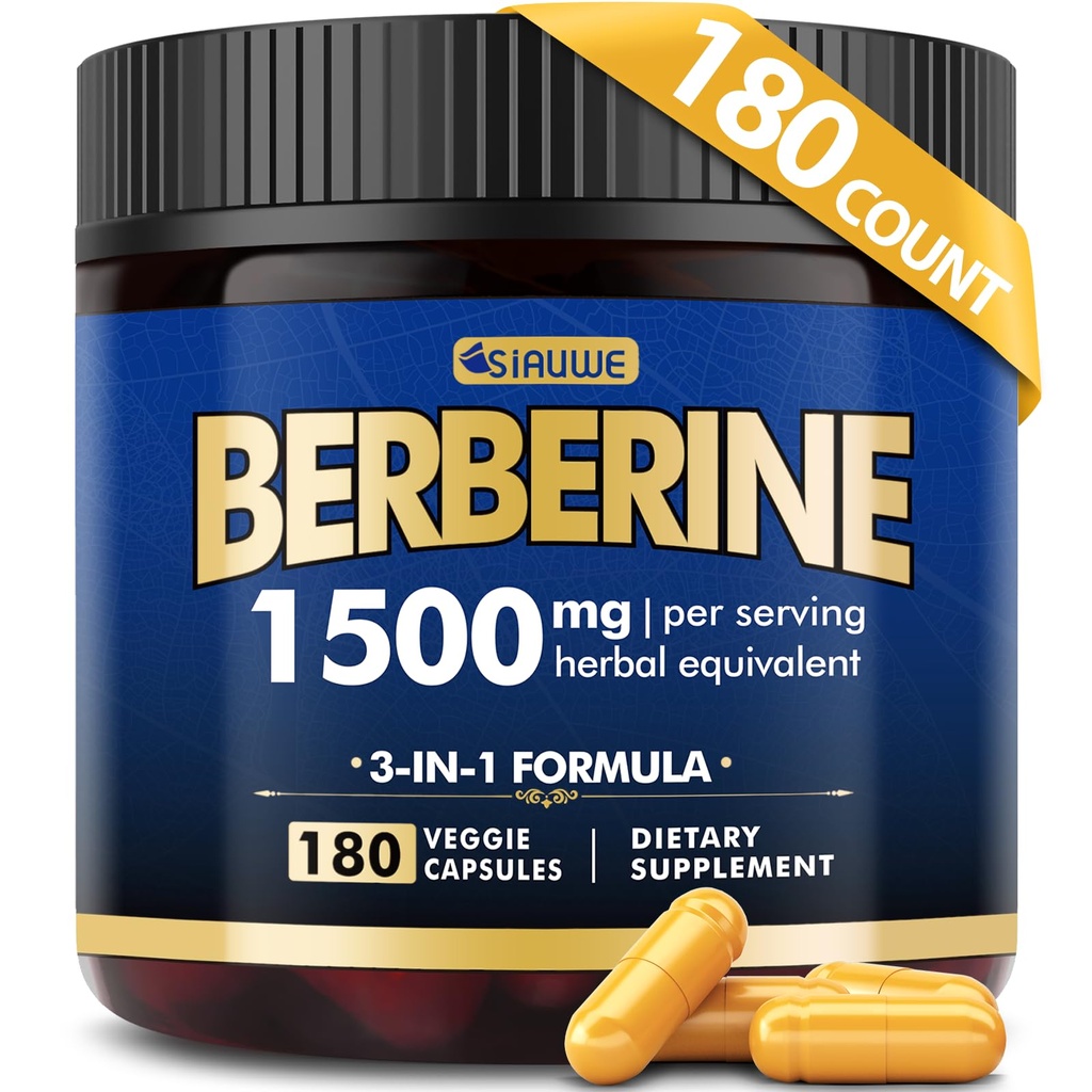 Berberineの補足、高力Berberine 1500MG、180の帽子-プラスのCitrus Bergamot、Berberine HCIの根の補足-メタボリック、AMPKサポート健康な重量管理-ビーガン、有機性、非GMO