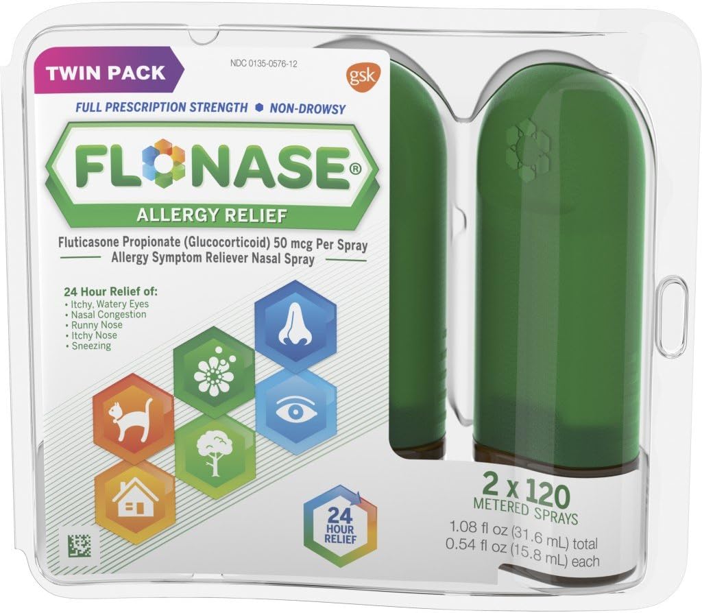Flonaseのアレルギーの救助の鼻のスプレー、24時間の非眠気のアレルギーの薬、メーターで計られた鼻のスプレー- 0.54 Fl Oz (1のパッケージ)