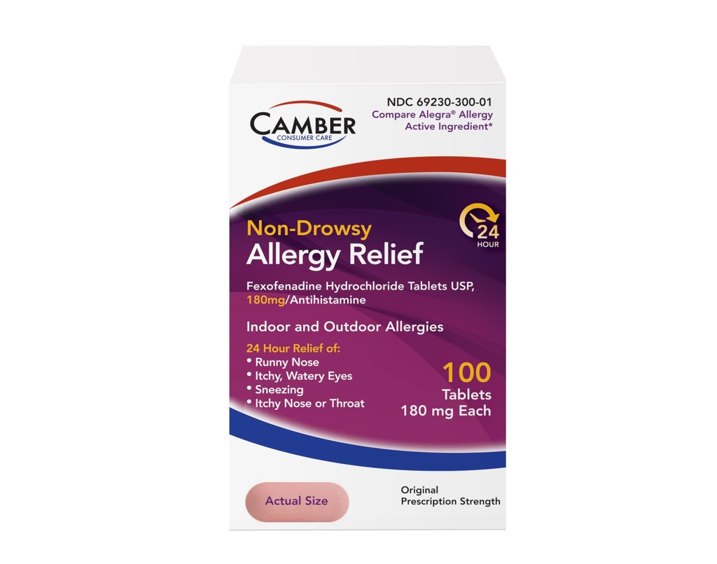 カムバーFexofenadineのAntihistamineの非眠気の屋内屋外の24hrsアレルギーの救助の薬100のタブレット