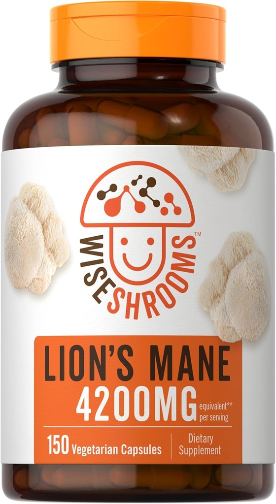 キャラリアライオンズマネサプリメントカプセル4200mg | 150カウント | ベジタリアン・ノンGMO・グルテンフリー | ウィズシュルーム