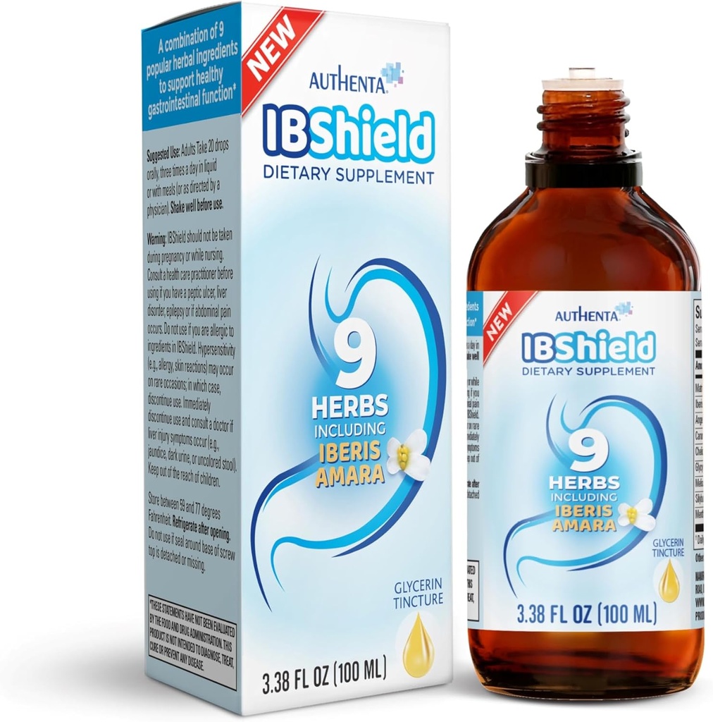IBShield Tincture 100ml | 6+3=9ハーブ | イベリス・アマラ、ペパーミント、カモミール、カラウェイ、リコライス、アンジェリカ、セランダイン&メアリーのこの薬 | オリジナル・ハーブ・フォーミュラ・サポート 消化器用ウェルネス