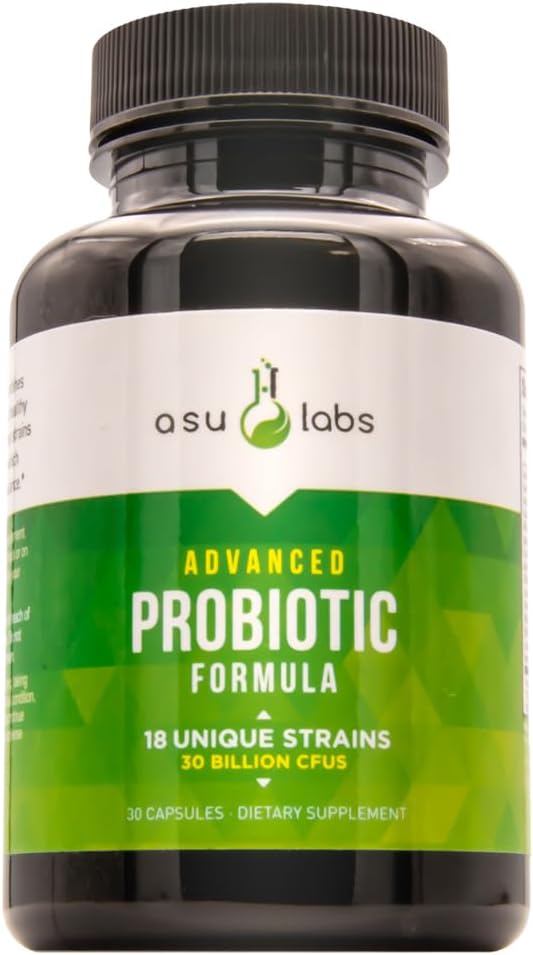 ASULABS® Formula Probiotica Avanzada con 18 Cepas Probioticas Clinicamente Seleccionadas para ayudar a eliminar Los malestares digestivos. para Hombres y Mujeres. Capsulas Vegetarianas.