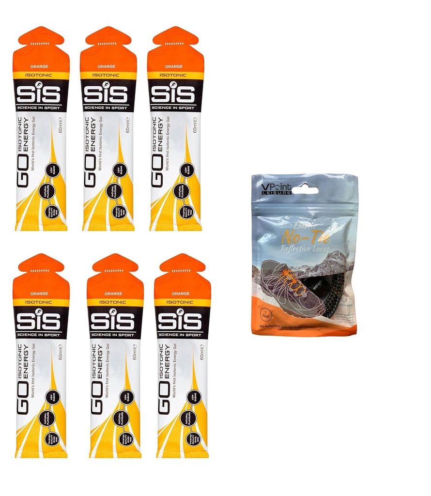 スポーツの科学 GO の隔離性エネルギーゲル- 6 x 60ml のパックは伸縮性がある非タイの靴のレースと束ねます。 ビーガン, ラクトースフリー, グルテンフリー, ウィートフリー, ナッツフリー, SOYAフリー (オレンジ)
