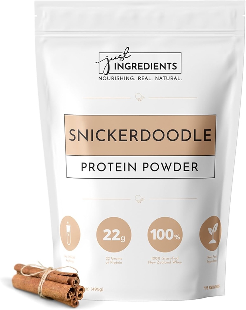 原料のプロテインパウダー | 100%の草飼料、非デンチュアルドウィーで作られたSnickerdoodleプロテインパウダー | 4つの異なるタンパク質源 | 有機食品原料 | 15 サービング | 22g タンパク質