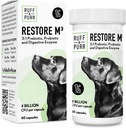 犬のためのRuff & Purr Probiotics - 3-in-1プロバイオティクス、プレバイオティクスおよび消化酵素 - 腸の健康、免疫サポート、健康な皮膚とコートのための - 臨床的にDe111とPreforProを研究