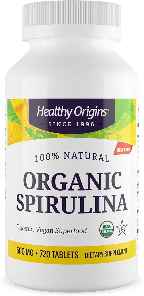 健康な起源 有機スピルリナ500 Mg (有機認定、コーシャ認定、ナチュラル、非GMO、グルテンフリー、ビーガンスーパーフード)、720錠