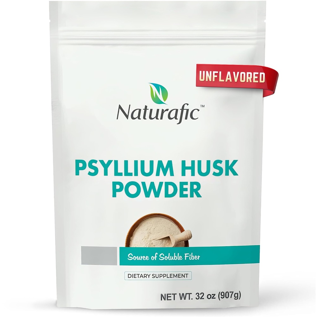 Psylliumハスクパウダーアンフレーバー - 腸の規則性と腸の健康のための消化繊維のサプリメント - 非GMO、グルテンフリー、ビーガン、ケトフレンドリー - 32oz