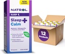 Natrol Sleep+ Calm Melatonin 6mg with Ashwagandha, L-Theanine and Lemon Balm, 残りの睡眠のための栄養補助食品, 30カプセル, 30 日の供給 (パック 12)