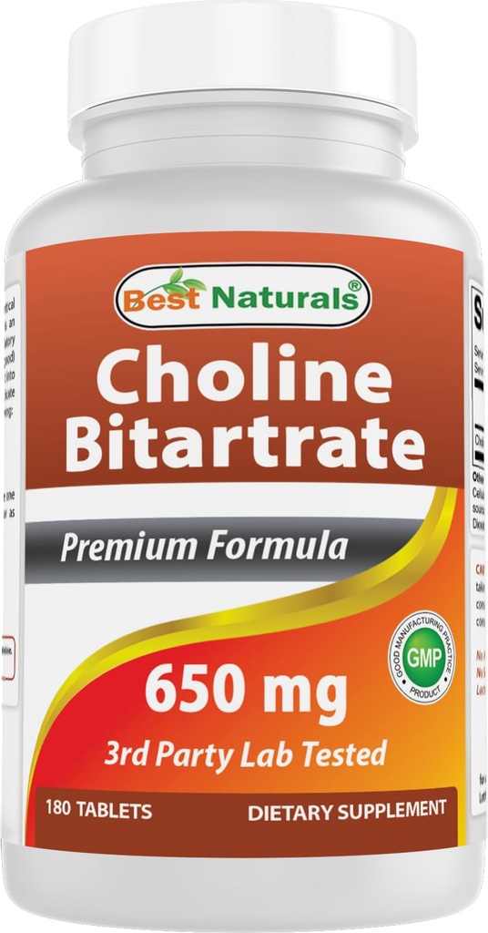 健康な認知脳機能180のタブレットのための最もよいNaturalsコリンのBitartrate 650のmg (非GMO)