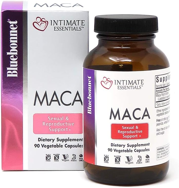 Bluebonnet Nutrition Intimate Essentials Maca Capsules, Soy-Free, Gluten-Free, Non-GMO, Dairy-Free, Kosher Certified, Vegan, 90 Capsules, 90 Servings (743715040144)