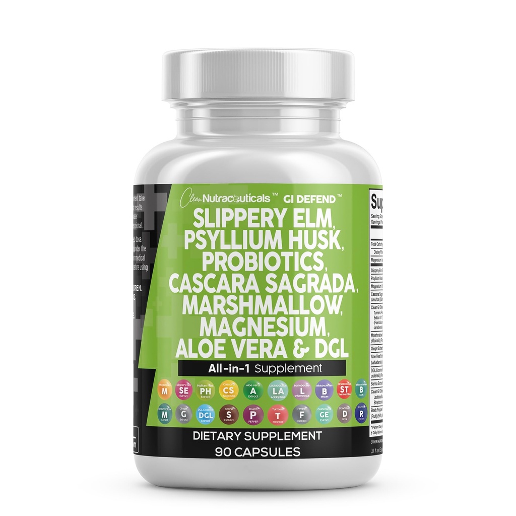 きれいなNutraceuticalsのSlipperyのエルムのピシリウムの殻の事前のプロバイオティック消化管のガットの健康の補足 Aloe Vera CascaraのSagradaのMarshmallowのルートDGLのLicoriceのSennaのエキス