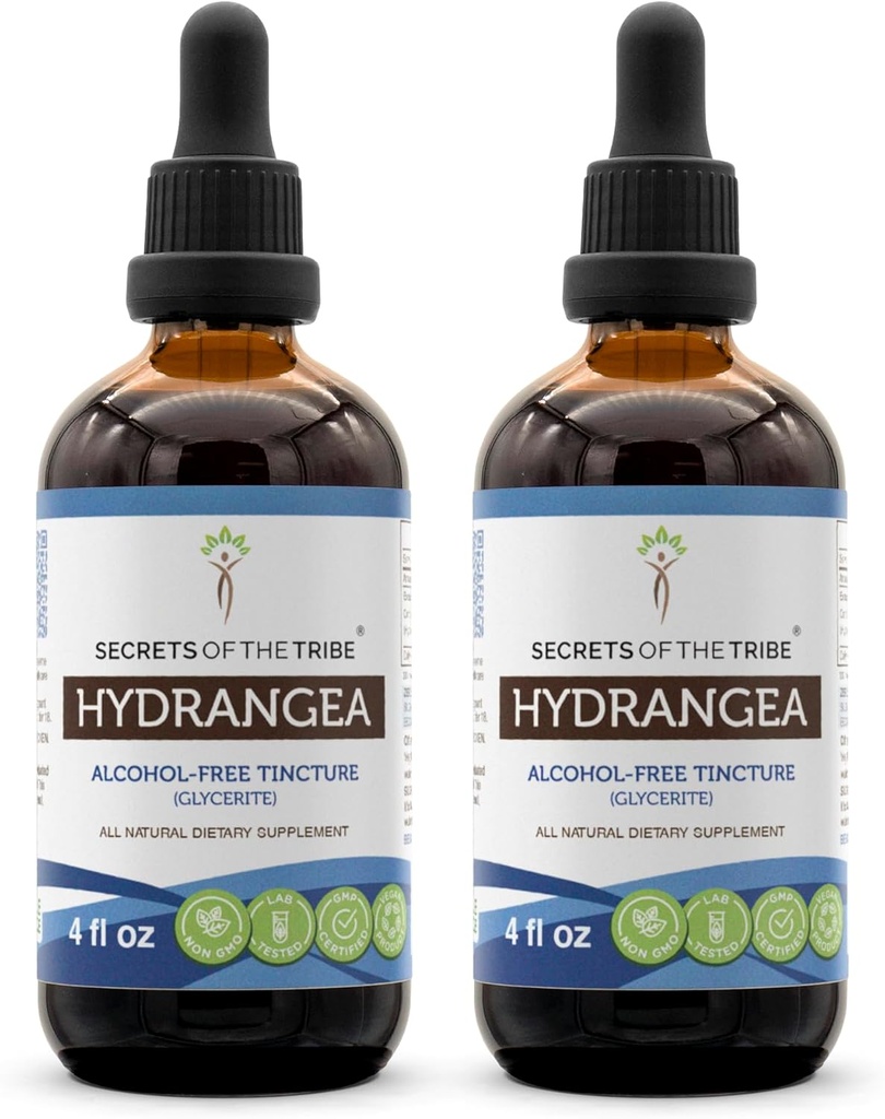Tribe Hydrangea Tinctureアルコールフリー液体抽出物、Hydrangea(Hydrangea arborescens)乾燥ルート(2x4 FL OZ)の秘密