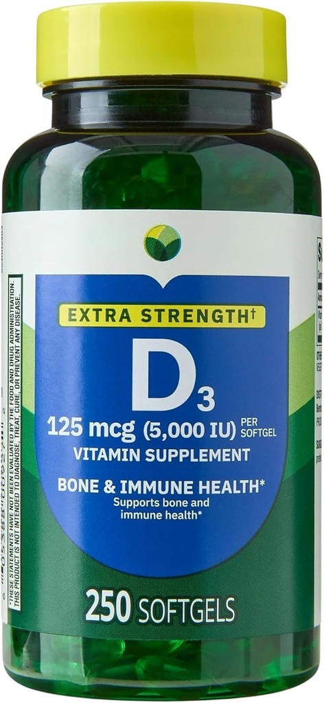 H4U 余分強さのビタミン D3 5000 の IU (125 mcg) Softgels | サポート骨、歯及び免疫の健康 | 高い効力の日光のビタミン | 容易な保存の補足 | 250 の計算