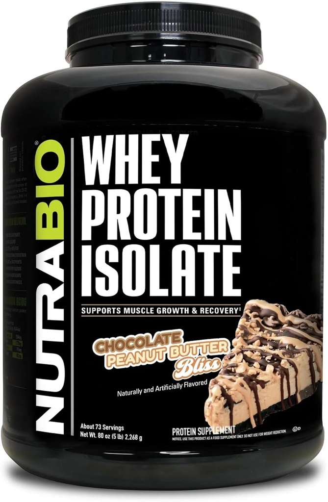 NutraBio 100%の乳清蛋白質の隔離蛋白質の粉、完全なアミノ酸のプロフィール、非GMO、大豆及びグルテンフリー、低い炭水化物、低いカロリーの乳蛋白質の粉、チョコレートピーナツのバター、5つのLbsの25g蛋白質