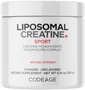 Codeage Liposomalのクレアチンの粉の補足、純粋なクレアチンの一水化物5000mgの事前のワークアウト及びポストのワークアウト - 不燃なクレアチン、マイクロ化されたクレアチンの粉-スポーツのためのクレアチニン- 30のサービング