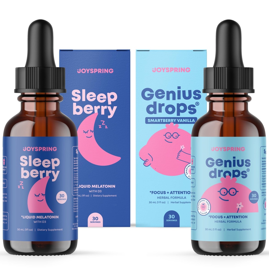 JoySpring SleepBerry 液体メラトニンとジェニウスは子供のためのスマートベリーバニラをドロップします