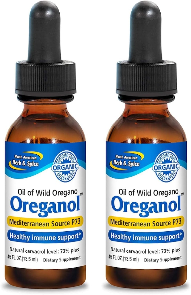 NORTH AMERICAN HERB & SPICE Oreganol - 0.45 floz, 2のパック - 加工されていない, ワイルド, 有機オレガノオイル - 地中海ソースP73 - Non-GMO - 388 総サービング