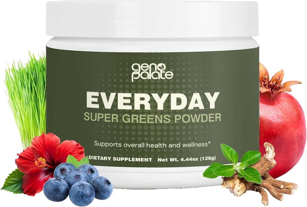 GenoPalate 毎日スーパーグリーン, バラ色の草と植物ベースの栄養素, Spirulina, ターメリック&プロバイオティクス, エネルギーをサポート, 消化不良, 抗酸化剤 & ストレス, 完全菜食主義者の, グルテンフリー, 非GMO, 30 サービング