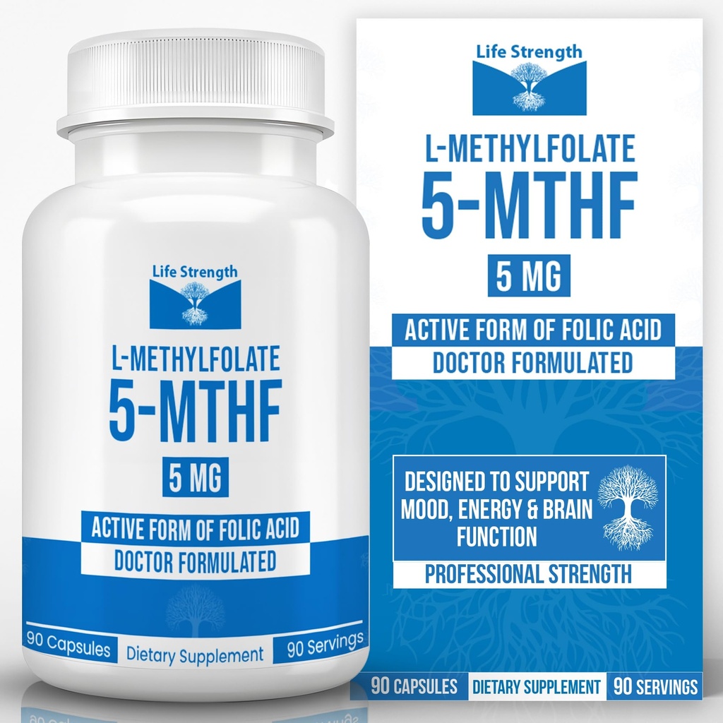 L-Methylfolate 5 MG、最大限に活用された及び非常に生物活動的なメチルの葉酸塩、5-MTHFの補足、エネルギー、非GMO及びグルテンフリーのための自然な食事療法の補足、90のカプセルのための