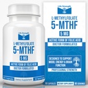 L-Methylfolate 5 MG、最大限に活用された及び非常に生物活動的なメチルの葉酸塩、5-MTHFの補足、エネルギー、非GMO及びグルテンフリーのための自然な食事療法の補足、90のカプセルのための