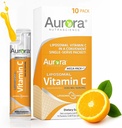 Aurora Nutrascience Mega-Pack Liposomal Vitamin C, 免疫サポート, 3,000 mg/サービング, ビーガン, グルテンフリー, 非GMO, 10 シングルサーブパケット, オレンジ