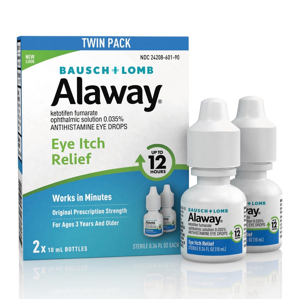 Alaway Antihistamine アイドロップ のために Itchy Eyes, Fast-Acting, まで 12-Hour Eye Itch 救済, 臨床的にテスト済み処方強度式, 0.34 Fl Oz (パック 2)
