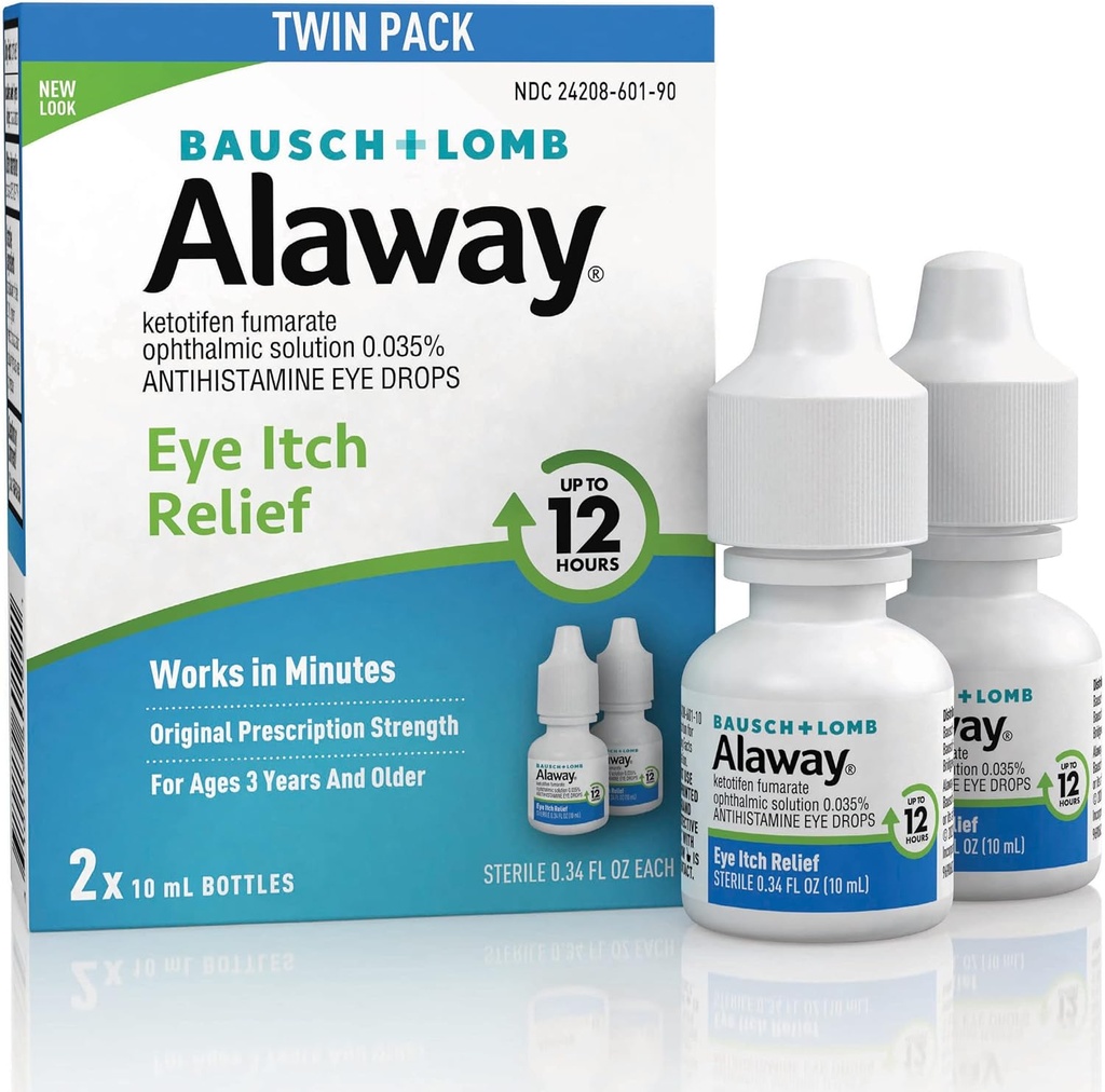 Alaway Antihistamine アイドロップ のために Itchy Eyes, Fast-Acting, まで 12-Hour Eye Itch 救済, 臨床的にテスト済み処方強度式, 0.34 Fl Oz (パック 2)