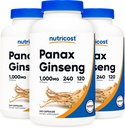 Nutricost Panax Ginseng 1000mg、240カプセル、3本のボトル - 非GMO、グルテンフリー、120のサービング