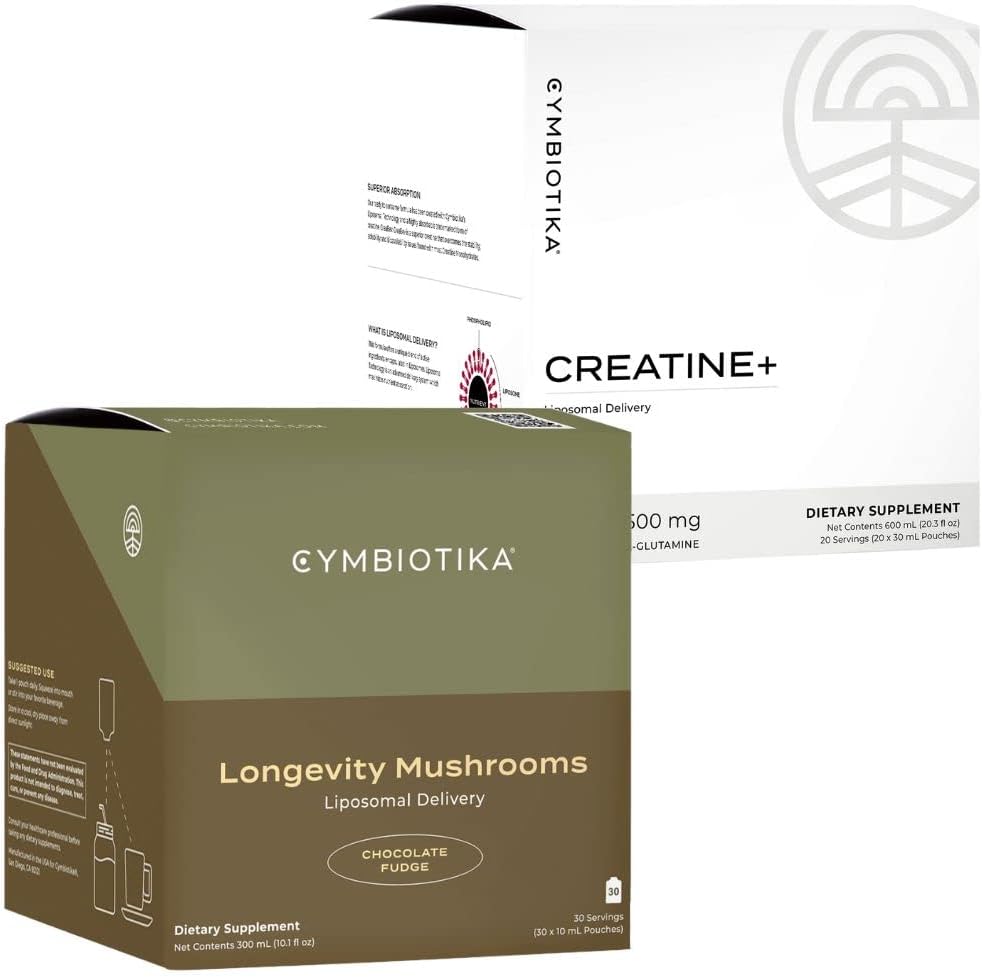 CYMBIOTIKA Liposomalのきのこの補足及びクレアチン+の束、ライオンのマネ、トルコの尾、B-Vitamins、コルディセプ&レシのきのこ、アミノ酸エネルギー、回復及び筋肉固まり