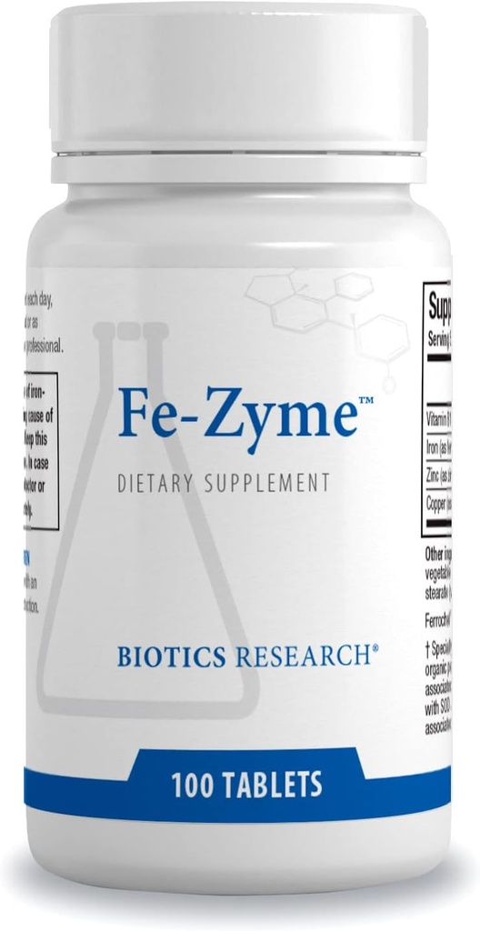バイオティクスの研究のFe-Zyme 25のミリグラムの鉄、加えられた亜鉛および銅は、正常な赤血球の生産、健康なエネルギー レベル100のタブレットを支えます