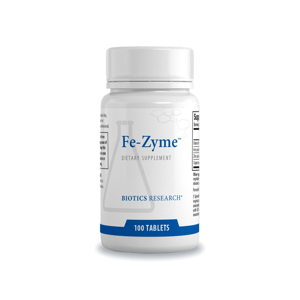 バイオティクスの研究のFe-Zyme 25のミリグラムの鉄、加えられた亜鉛および銅は、正常な赤血球の生産、健康なエネルギー レベル100のタブレットを支えます