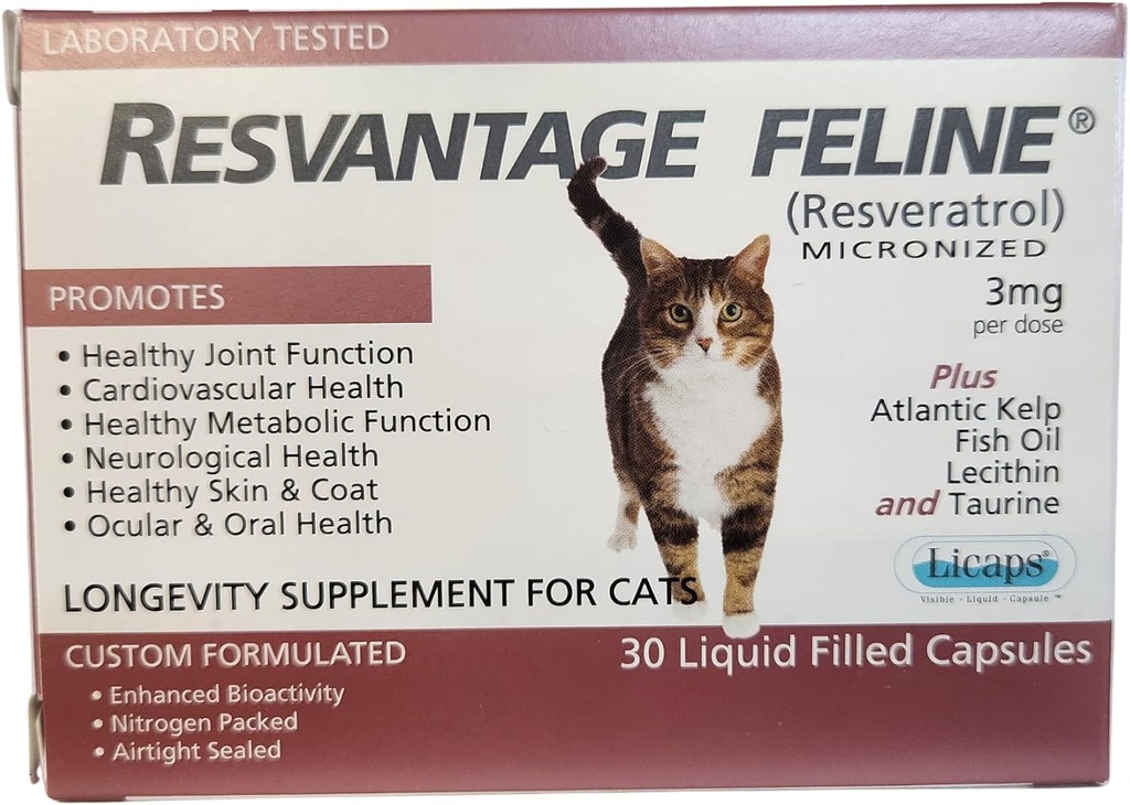 Feline - Resveratrol - 猫のための長寿サプリメント - 30カプセル