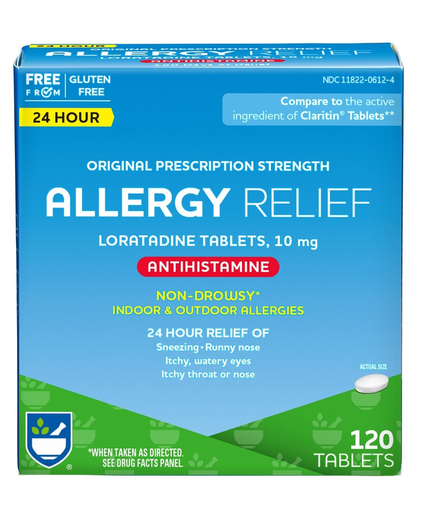 Rite Aid 24 時間 Loratadine 10 mg のアレルギーの救助のタブレット、10mg - 120 の計算  非眠気のアレルギーの丸薬、薬