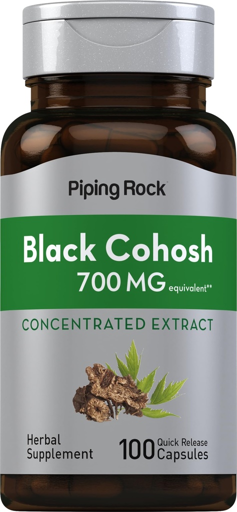 パイピングロックブラックコホッシュルートエキス | 700mg | 100カプセル | 濃縮 | 非GMO、グルテンフリーサプリメント