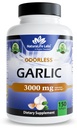 NaturaLife Labs Odorless Garlic - 3,000 mg のサービングあたり同等 - 150 Softgels - 有機エキストラバージンオリーブオイルで濃縮されたニンニクの電球エキス - 非GMO、グルテンフリー
