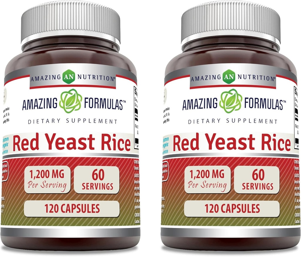 アメイジング・フォーミュラ サービング・カプセルの補足ごとの赤いイースト米 1200mg   Non-GMO   グルテンフリー | アメリカ製 (120 カウント | 2 パック)
