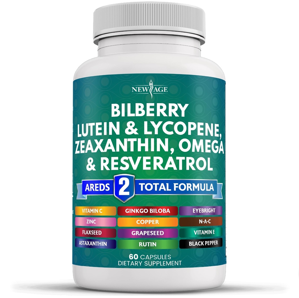 Bilberry Lutein&Zeaxanthin Lycopene Resveratrol Grape Seed Astaxanthin - アイビタミン - 60カウント