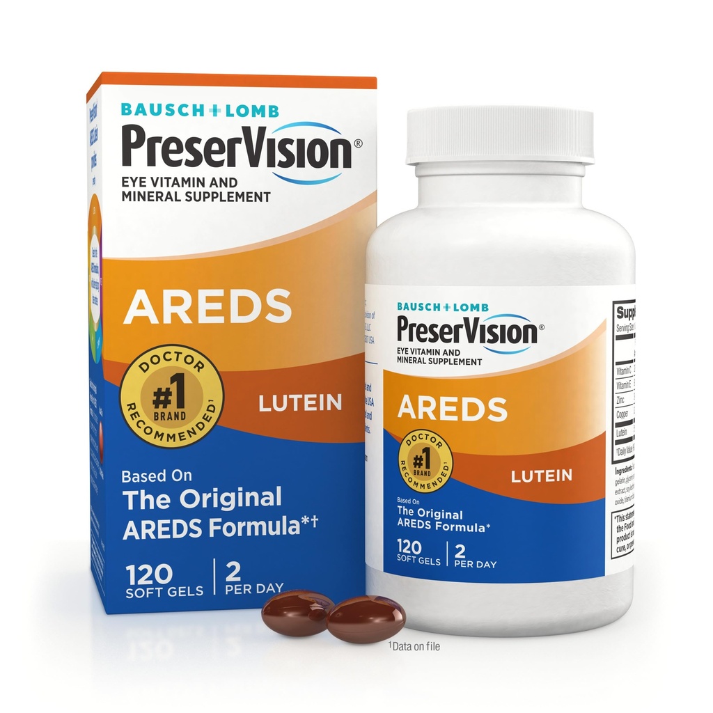 PreserVision は目のビタミン、#1 の目の医者によって推薦されるブランド、ルテイン、ビタミン C 及び E、亜鉛および銅の補足、120 の Softgels が付いている Multivitamin を味方します