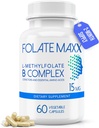 FolateMaxx L-Methylfolate + B12メチルコバラミン&B6ブレンド(15mg) - 60カプセル - コファクタとアクティブBコンプレックス&エッセンシャルアミノ酸 - 非GMO、グルテンフリー、フィラーなし