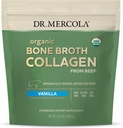 Mercola Organic Bone Broth Collagen Powder - Bone Health & Muscle Growthをサポート - USDA Organic、Non-GMO、グルテンフリー、乳製品フリー - 30サービング - バニラフレーバー
