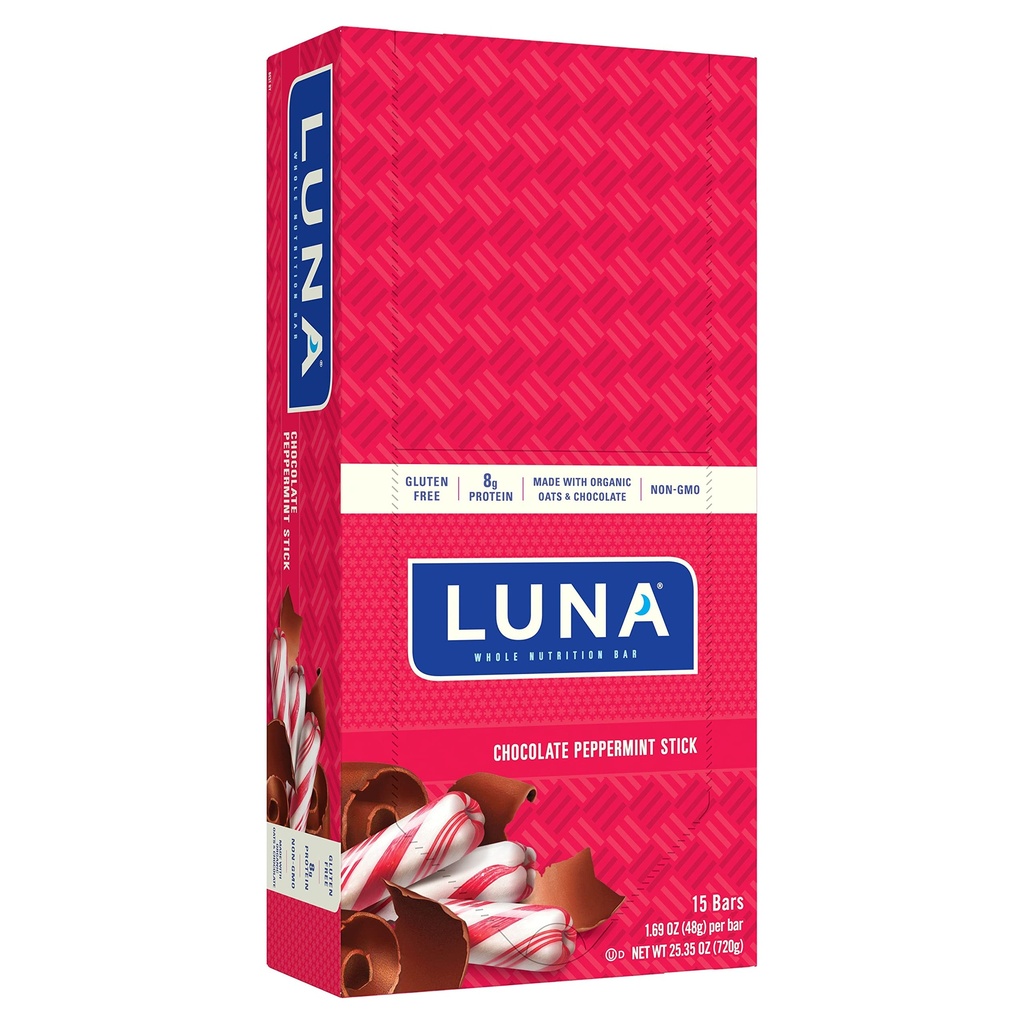 LUNA BAR - グルテンフリースナックバー - チョコレートペパーミントスティック-8gのタンパク質 - Non-GMO - 植物ベースのハンサムスナック - ゴースナック(1.69オンススナックバー、15カウント)