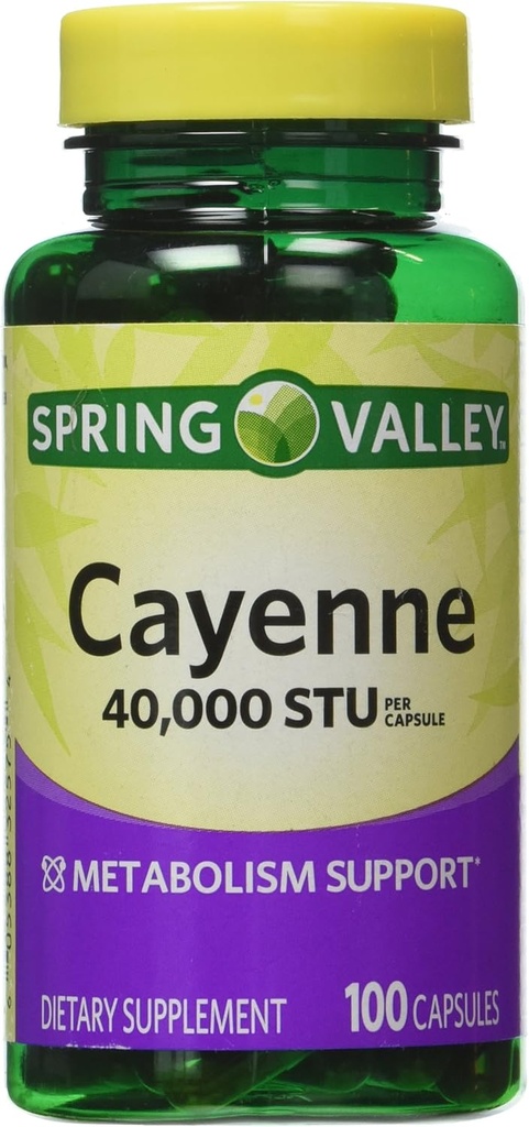 Spring Valley - Cayenne Fruit 40,000 STU, Whole Herb, 100 Capsules