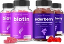 NutraChamps Biotin Gummies(2パック)とElderberry Gummies(2パック)4パックバンドル
