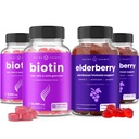 NutraChamps Biotin Gummies(2パック)とElderberry Gummies(2パック)4パックバンドル