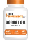 BulkSupplements.com Borage Oil Softgels - Gamma Linolenic acid Supplements、Borage Oil Supplements、Borage Oil 1000mg - Gluten Free、1回の給食当たりSoftgel、180カウント(パッケージ1)
